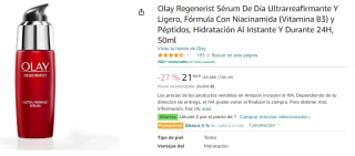 4 Botes de Olay Regenerist Sérum De Día Ultrarreafirmante Y Ligero, Fórmula Con Niacinamida (Vitamina B3) y Péptidos, Hidratación Al Instante Y Durante 24H, 50ml pòr 39.49€