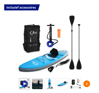 Q4Life opblaasbaar supboard + accessoires voor 199 euro