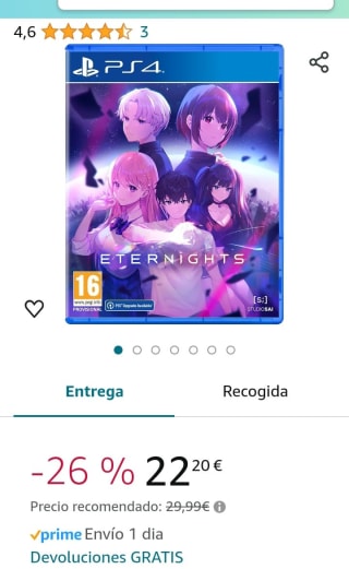 Eternights PlayStation 4 por 21,99€.