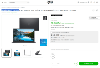 Notebook da Dell, modelo Inspiron i5-1135G7 - R$ 2.807,67