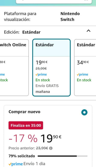 Minecraft Nintendo Switch por 19,90€.