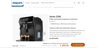 Philips Series 2200 Espresso Machine EP2220/10 - £216