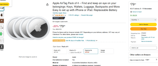 Apple Air Tag 4 unidades por solo 79€