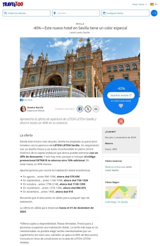 -40% + 10% Extra Hotel nuevo en Sevilla.