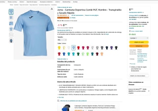 Camiseta Joma Deportiva Combi M/C Hombre Secado Rápido por solo 6,99€