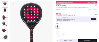Pala de Pádel Orygen Intruder para Principiantes, Formato Redondo y Balance Bajo por 14,95€ (8,97€ nuevo usuario)