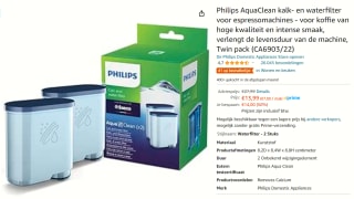 Philips Kalk- en waterfilter AquaClean- 2 stuks voor €13,99 bij Amazon