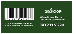 20% korting op 1 artikel naar keuze bij Welkoop
