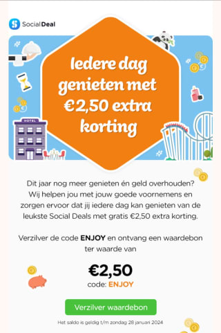 Social Deal kortingscode voor €2,50 korting