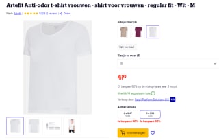 Artefit anti-odor dames T-shirt voor €1,98 per stuk bij Bol