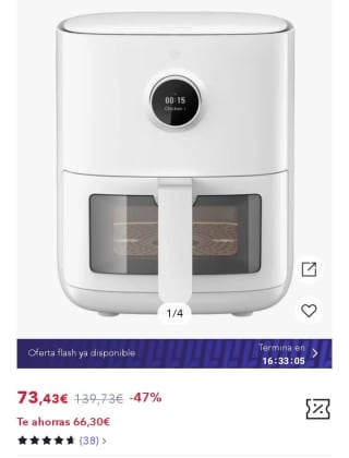 Xiaomi Smart Air Fryer Pro 4L por 58,43€.