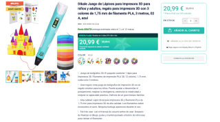 Juego de bolígrafo para impresora 3D marca Dikale por 20,99€