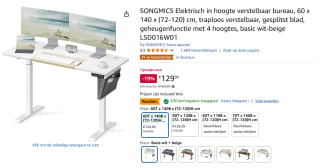 SONGMICS ergonomisch verstelbaar bureau voor €99,99 bij Amazon