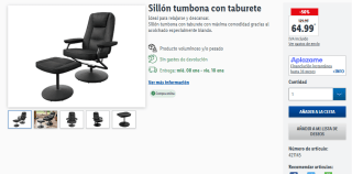 Sillón tumbona con taburete por 64,99€