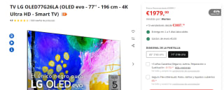 Smart TV LG OLED77G26LA (OLED evo - 77'' 4K Ultra HD por 1979€