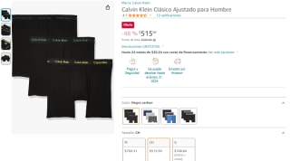 Pack de 3 Bóxers Calvin Klein Clásico por $415 en Amazon