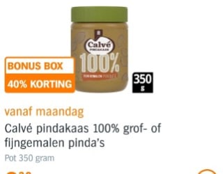 BONUSFOUT! Calve 100% Pindakaas gratis met je bonuskaart