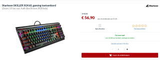 Sharkoon SKILLER SGK60, gaming toetsenbord voor €56,90 bij Alternate
