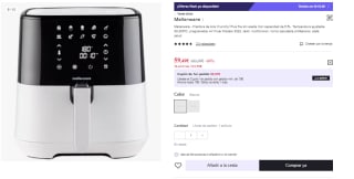 Mellerware Freidora Aire Crunchy! Plus frie sin aceite capacidad 5,5L por 59.49€ (Cuenta Nueva 47.49€)