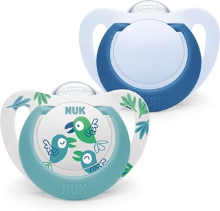 NUK Star Baby Dummy | 6-18 meses | Chupetes de silicona sin BPA | Pájaros azules | 2 unidades. Por 5,49€