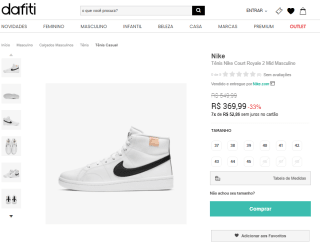 Tênis Masculino da Nike, modelo Court Royale 2 Mid - R$ 369,99