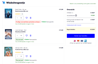 3 DVD's/Blu-rays voor €20 bij Bol.