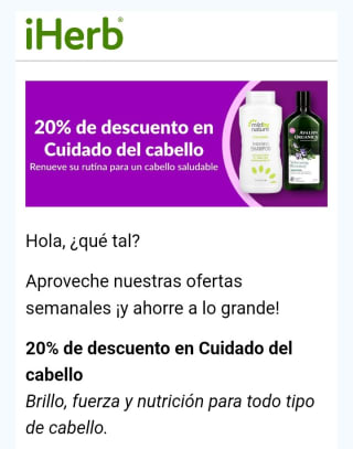 -20% Cuidado del cabello en iHerb.
