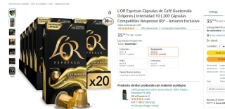 200 Cápsulas L'OR Espresso Guatemala por 35.99€