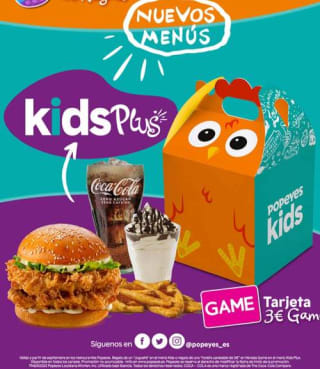 3€ gratis en Game pidiendo Menú Kids en Popeyes