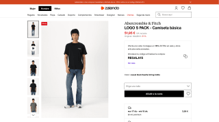 Camiseta básica Abercrombie & Fitch LOGO 5 PACK por 44,15€