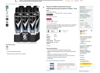 6 Desodorantes Rexona Invisible Aerosol Antitranspirant Hombre Ice 200ml