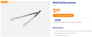 Rösle barbecuetang 40 cm voor €3,99 bij Action