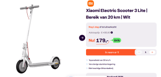 Xiaomi electrische Scooter 3 Lite voor €179 bij Ibood