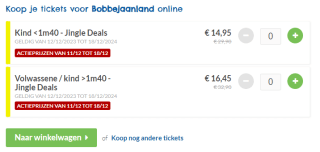 Tickets voor Bobbejaanland aan €16,45 per persoon
