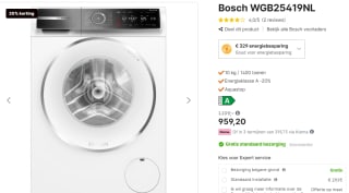 Bosch EXCLUSIV WGB25419NL serie 8 10kg 1400rpm Wasmachine voor €959,20 bij Expert