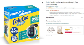 ColaCao Turbo Cacao Instantáneo de 2,5kg + regalo Smartwatch por 14,39€