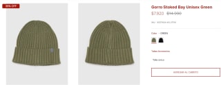Gorro Stoked Bay Unisex Green por $7.920