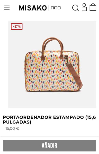 Portaordenador Estampado 15.6 pulgadas por 15€.