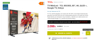 Televisor MiniLed - TCL 85C855, 85", 4K, QLED +, Google TV, Onkyo por 2058€