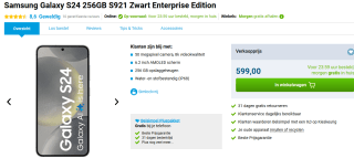 Samsung Galaxy S24 256GB/8GB Enterprise Edition - Onyx Black voor €599 bij Belsimpel