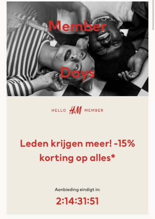 H&M Memberdays 15% korting