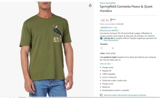 Marca Springfield Camiseta Peace & Quiet para Hombre por 7,99€