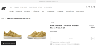 Basket Nike Air Force 1 Premium Gold/Sail à 42€