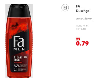 Fa Men Attraction Force douchegel voor €0,79 bij Kaufland Duitsland