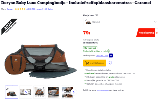 Deryan Peuter Luxe Campingbedje met matras voor €79 bij Bol