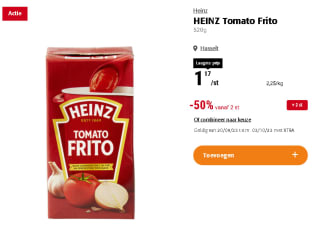 Heinz Tomato Frito voor €0,59 per brikje