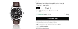 Montre Tissot Gentleman Powermatic 80 Silicium à 549,25€
