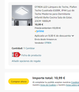 Plafón Techo Cuadrada 6500K por 10,99€