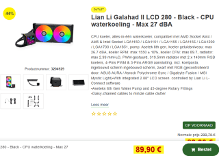 Lian Li GALAHAD II LCD 280 Black waterkoeler voor €89,90 bij Proshop