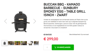 Buccan BBQ - Kamado barbecue - Sunbury Smokey Egg - Table Grill 15" voor €299 bij Dagknaller